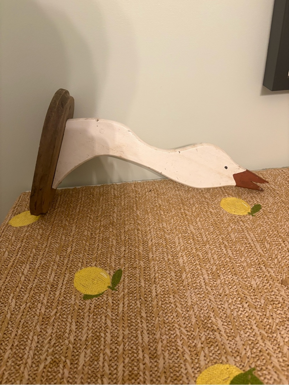 Vintage Wooden Goose Wall Decor Handmade Folk Art Coat Hook Waterfowl Plaque